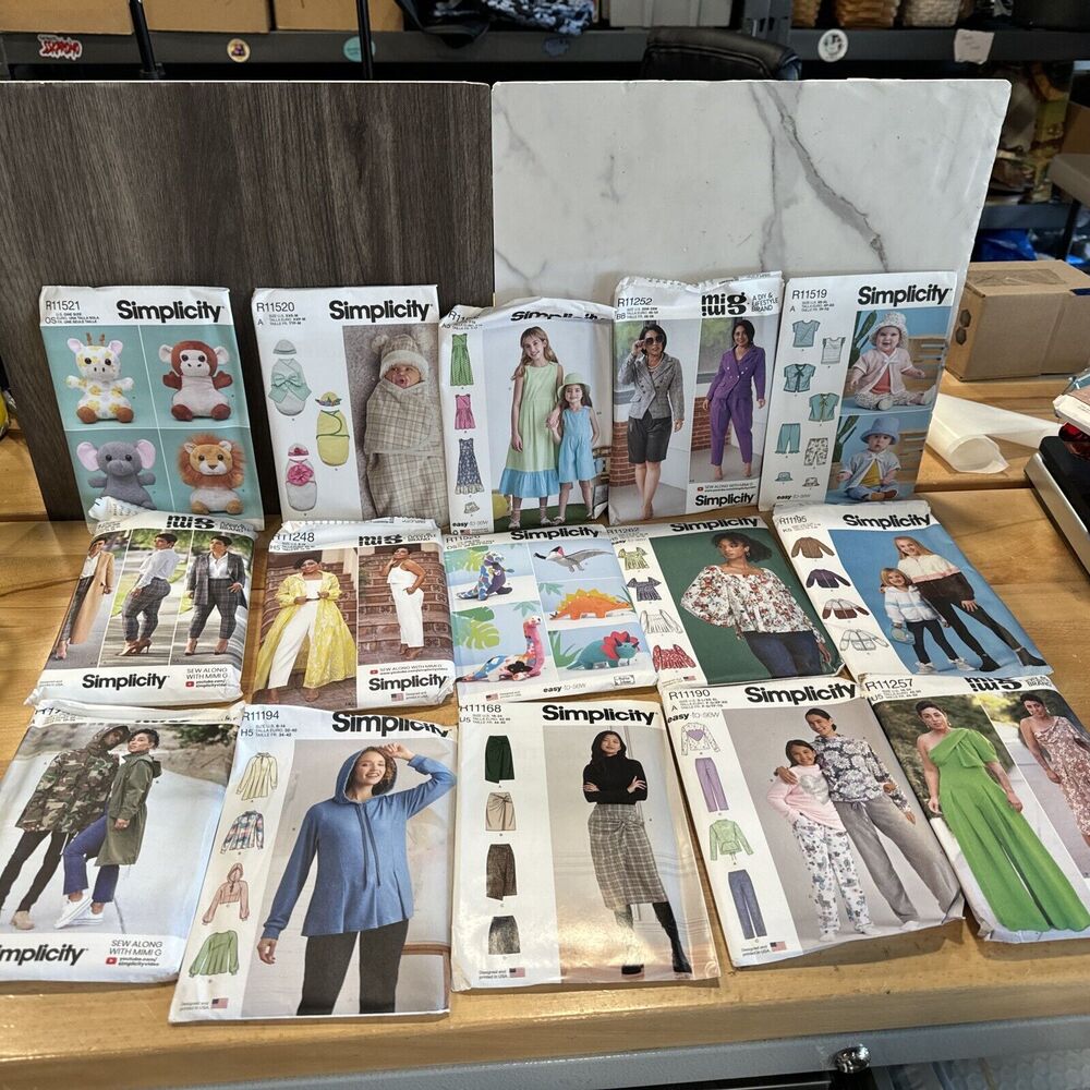 Lot of 15 Vtg Sewing Patterns Simplicity, See Pics Plush Men’s Women’s Baby